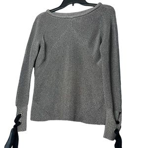 Nick & Zoe Women's  Knit Grey Long Sleeve Top Sz S Grommets On Sleeves Pre-Owned